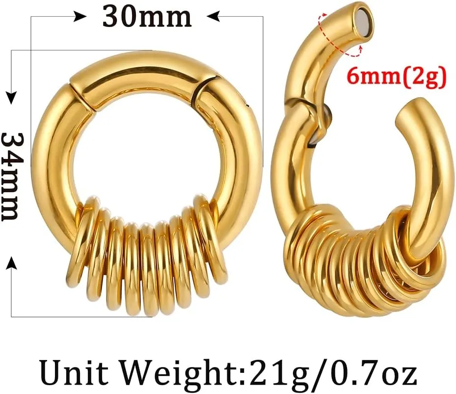 1 pair Classic great circle ear weight;Hypoallergenic 6mm(2g),4mm(6g) 316 Stainless Steel earrings Ear Weights Plugs Tunnels Gauges silver gold