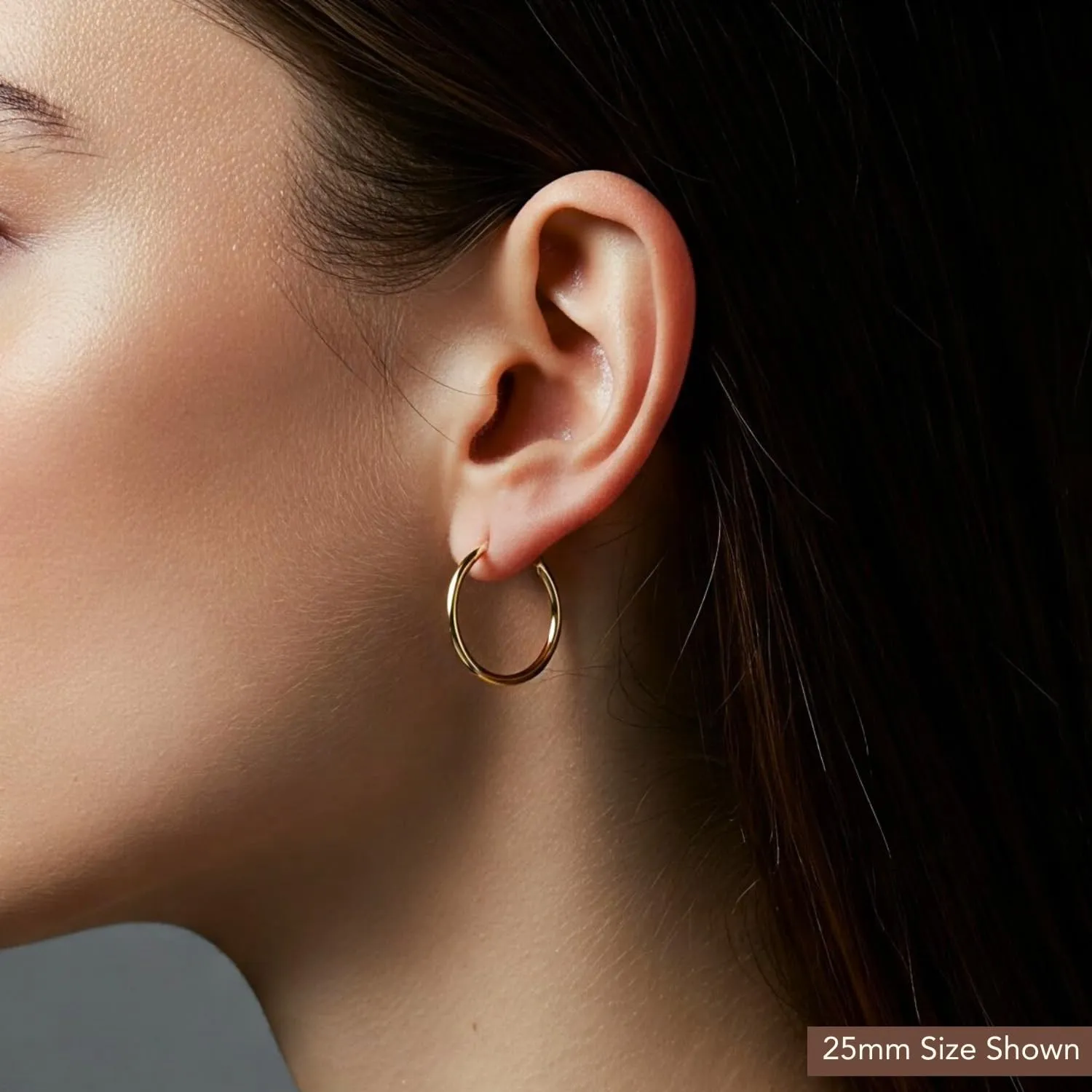 10K Yellow Gold Classic Shiny Polished Hoop Earrings, Plain Round Gold Hoops, Gold Earrings for Women and Men, 10K Real Gold
