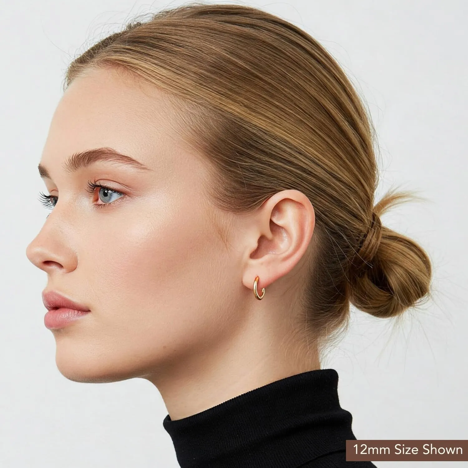 10K Yellow Gold Classic Shiny Polished Hoop Earrings, Plain Round Gold Hoops, Gold Earrings for Women and Men, 10K Real Gold