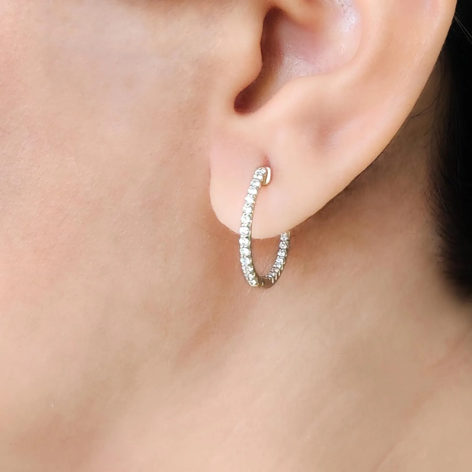 1/2 Carat LAB GROWN Round Cut Diamond U Prong Classic Hoop Earrings 10K/14K Gold Inside Out Diamond Huggie Earrings For Women (0.50Ctw, E-F-G Color, VS1-VS2 Clarity)