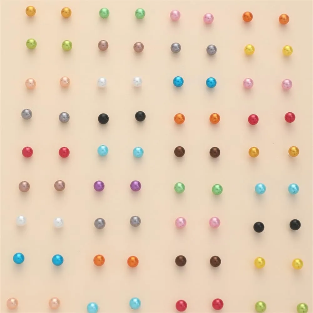 12/36 Pairs Hypoallergenic Round Imitation Pearl Earrings Classic Colorful Faux Round Ball Ear Studs Mixed Sizes Stud Earrings Set mfor Women Jewelry Birthday Gifts