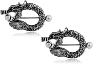 14G Stainless Steel Dragon Straight Barbell Bars Tongue Ring 16mm(5/8Inch) Body Piercing Jewelry
