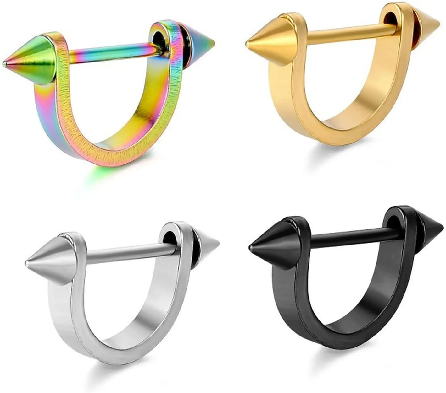 14G Stainless Steel Nipple Rings Cone U Straight Barbell Bars Tongue Ring 16mm(5/8Inch) Body Piercing Jewelry