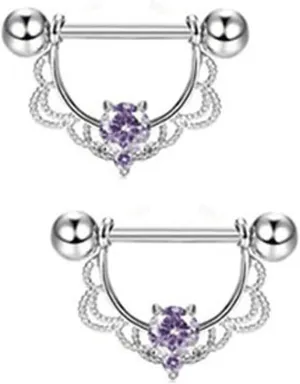 14G Stainless Steel Nipple Rings CZ Silver Flower Straight Barbell Bars Tongue Ring 16mm(5/8Inch) Body Piercing Jewelry