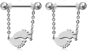 14G Stainless Steel Nipple Rings Foot Straight Barbell Bars Tongue Ring 14mm(9/16Inch) Body Piercing Jewelry