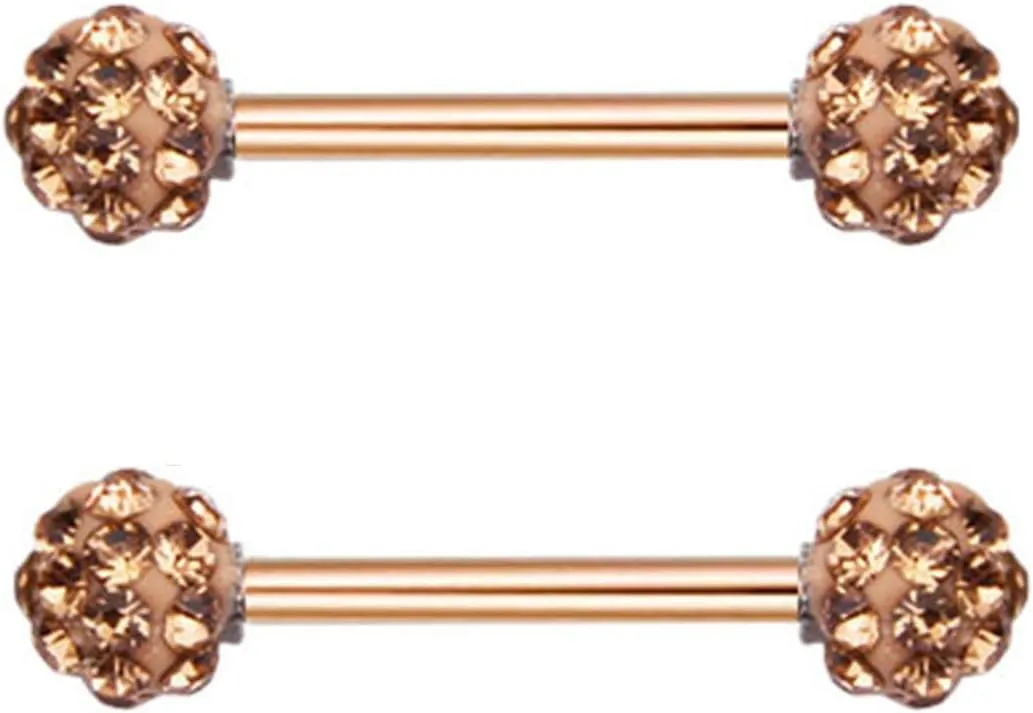 14G Stainless Steel Nipple Rings Glitter CZ Bioplast Ball Straight Barbell Bars Tongue Ring 16mm(5/8Inch) Body Piercing Jewelry