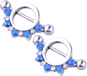 14G Stainless Steel Nipple Rings Glitter CZ Round Straight Barbell Bars Tongue Ring 16mm(5/8Inch) Body Piercing Jewelry