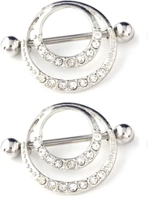 14G Stainless Steel Nipple Rings Glitter CZ Silver Double Round Straight Barbell Bars Tongue Ring 16mm(5/8Inch) Body Piercing Jewelry