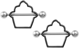 14G Stainless Steel Nipple Rings Ice Cream Straight Barbell Bars Tongue Ring 16mm(5/8Inch) Body Piercing Jewelry