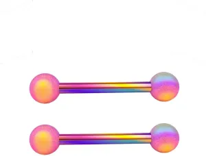 14G Stainless Steel Nipple Rings Solid Frosted Straight Barbell Bars Tongue Ring 16mm(5/8Inch) Body Piercing Jewelry