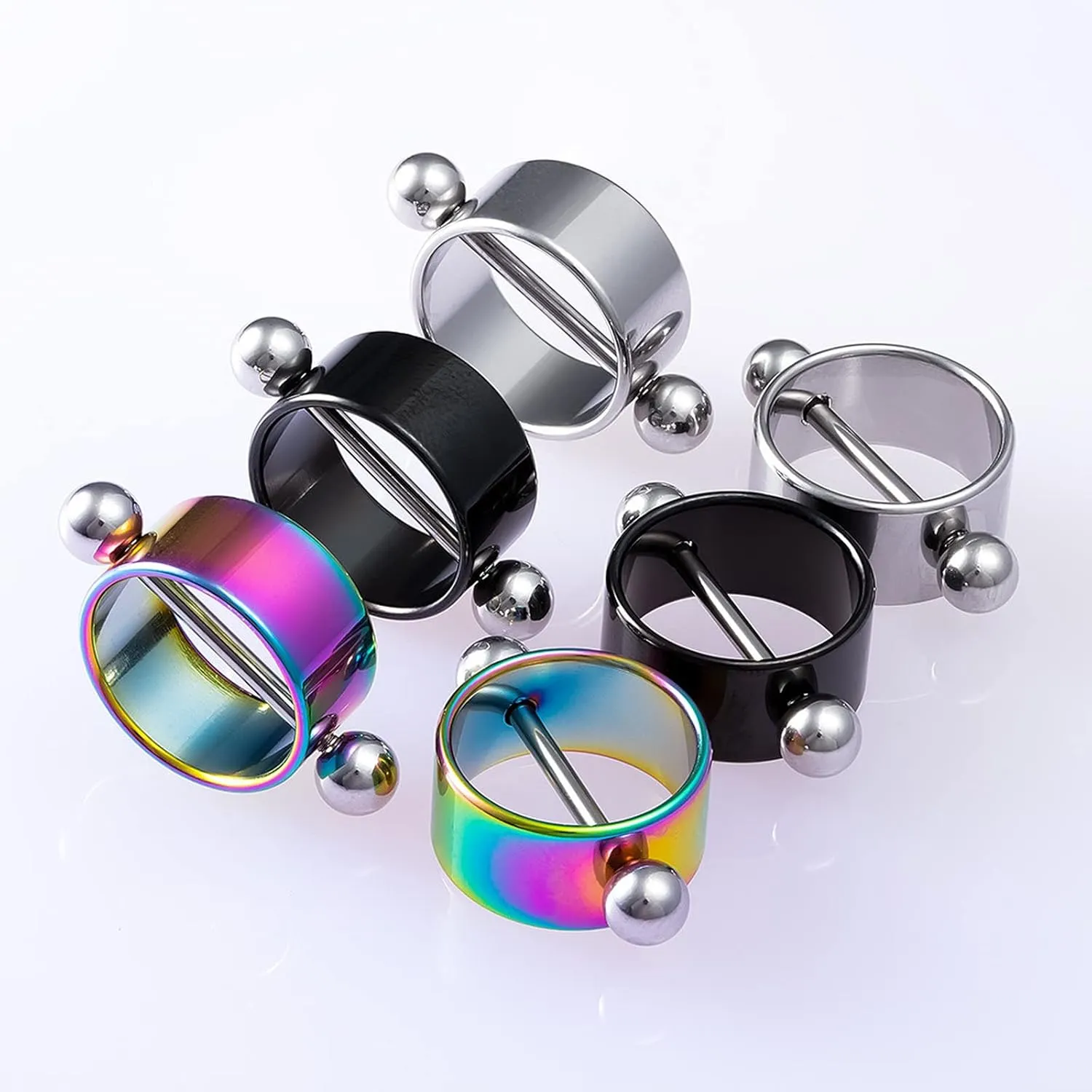 14G Stainless Steel Nipple Rings Solid Round Straight Barbell Bars Tongue Ring 14mm(9/16Inch) Body Piercing Jewelry