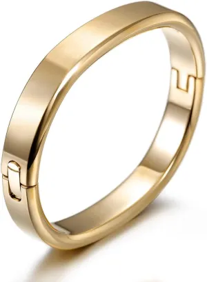 14K Gold Cuff Bracelet Bangle For Men Polished Finish Cuff For Women White Bangle Stainless Steel Metal Bracelet with Simple Twisted Line Design Jewelry For Unisex-Adult present
