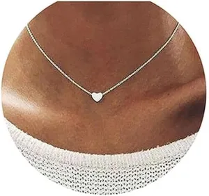 14K Gold Heart Necklace Necklace Delicate Love Necklace Pendant Necklace Silver Jewelry for Women Gift (Gold)