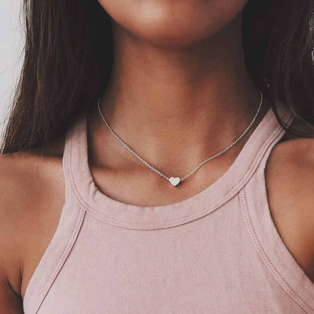 14K Gold Heart Necklace Necklace Delicate Love Necklace Pendant Necklace Silver Jewelry for Women Gift (Gold)