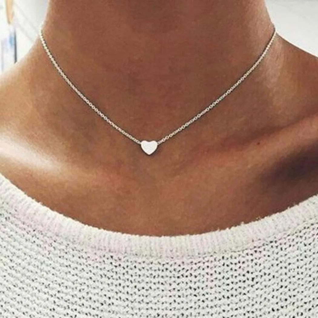 14K Gold Heart Necklace Necklace Delicate Love Necklace Pendant Necklace Silver Jewelry for Women Gift (Gold)