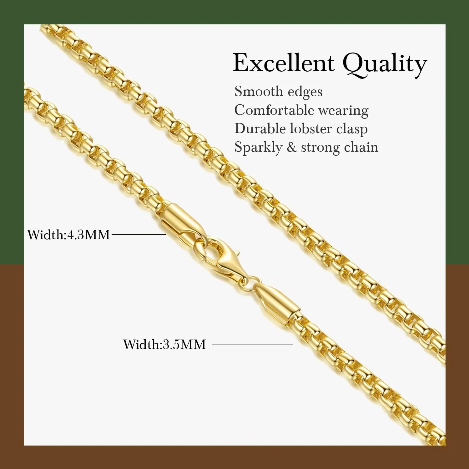 14K Gold Necklace for Women Mens Gold Chain for Men 14K Box Chain Necklace for Womens Waterproof Jewelry for Women Necklaces StackTimeless and Gender-Neutral Style Mens Chains Necklaces 16-30in