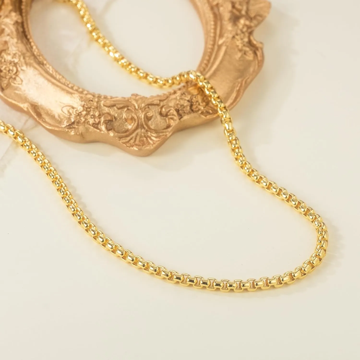 14K Gold Necklace for Women Mens Gold Chain for Men 14K Box Chain Necklace for Womens Waterproof Jewelry for Women Necklaces StackTimeless and Gender-Neutral Style Mens Chains Necklaces 16-30in