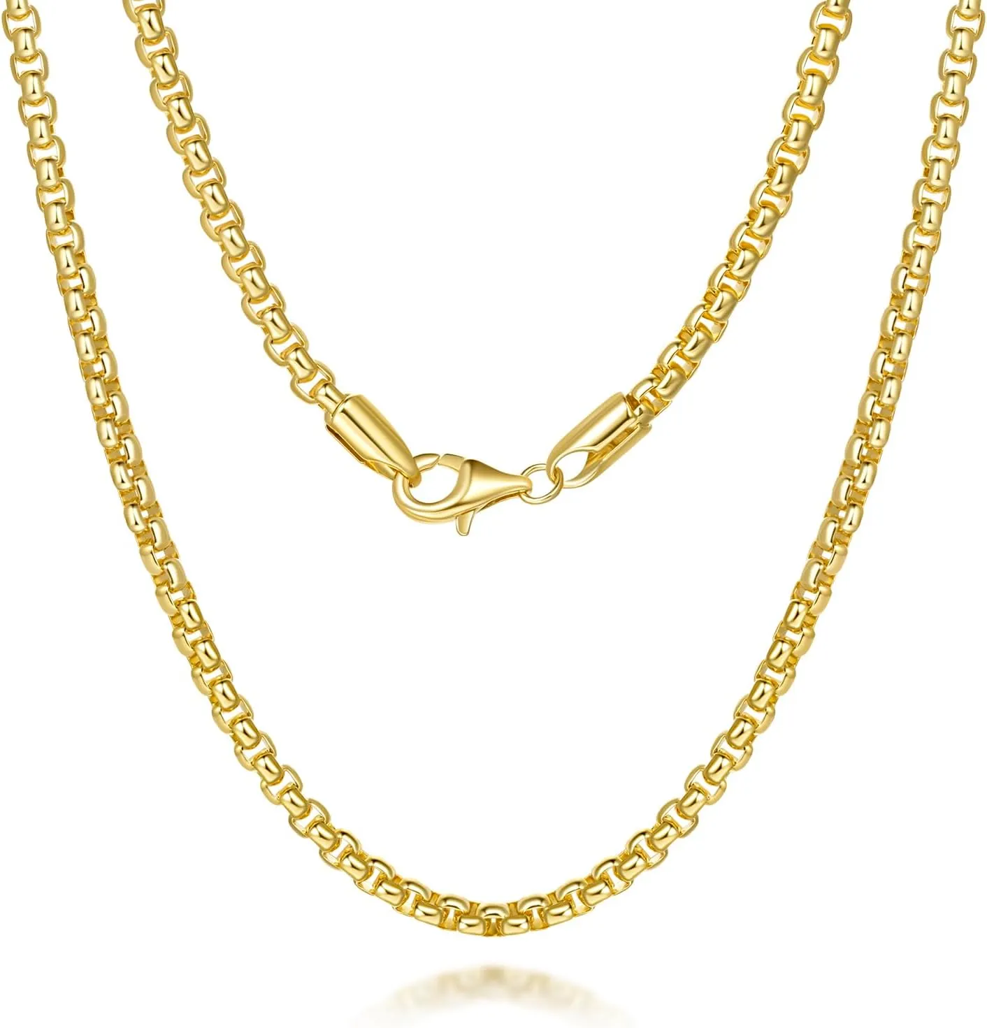 14K Gold Necklace for Women Mens Gold Chain for Men 14K Box Chain Necklace for Womens Waterproof Jewelry for Women Necklaces StackTimeless and Gender-Neutral Style Mens Chains Necklaces 16-30in