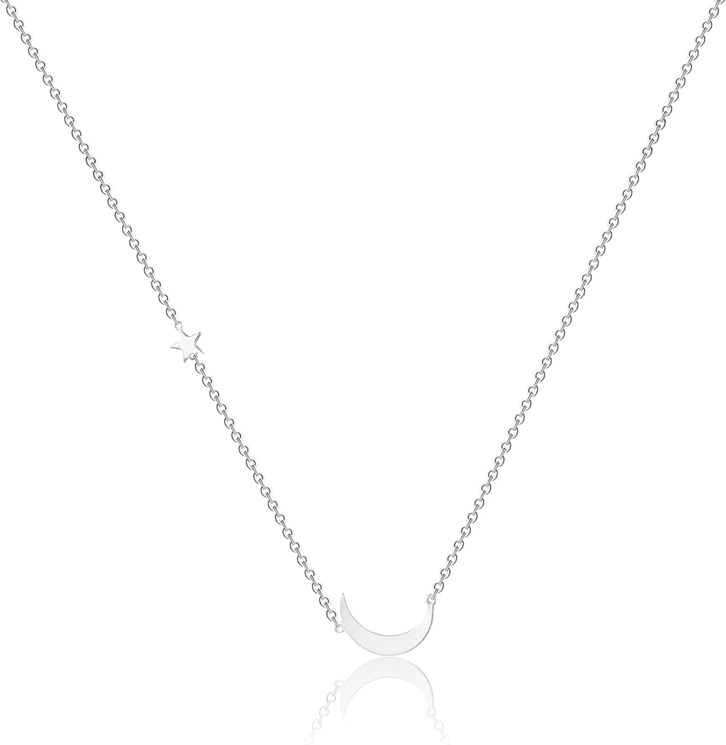 14k Gold/Silver Plated Crescent Moon Necklace Tiny Moon and Star NecklaceDainty Sun Leaf Necklace Gold Pendant Necklace for Women Delicate Minimalist Jewelry