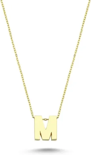 14k Solid Gold Initial Necklace for Women - Dainty Charm Pendant Letter Necklace Jewelry for Women | 18''