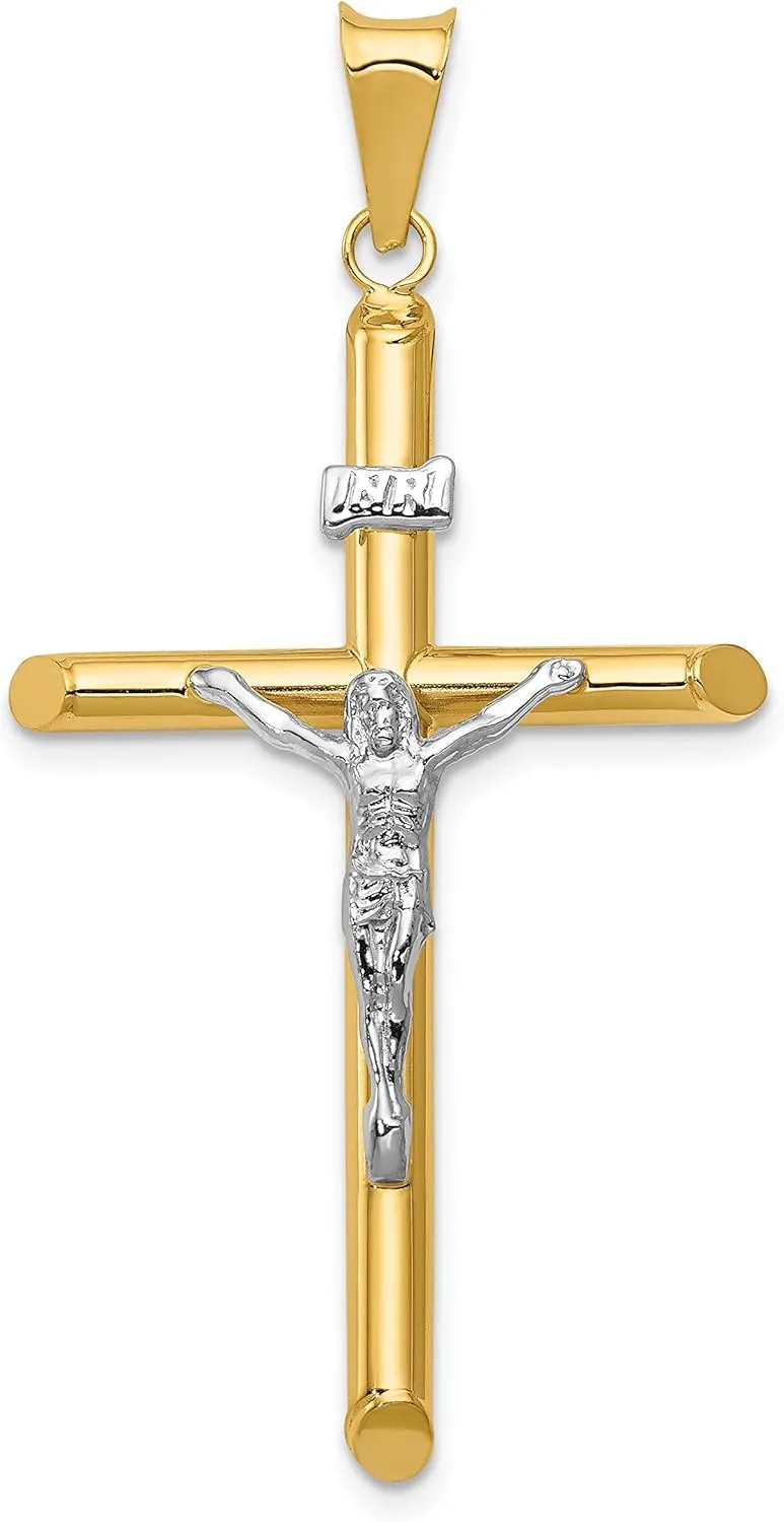 14k Two-Tone Polished Jesus Crucifix Pendant