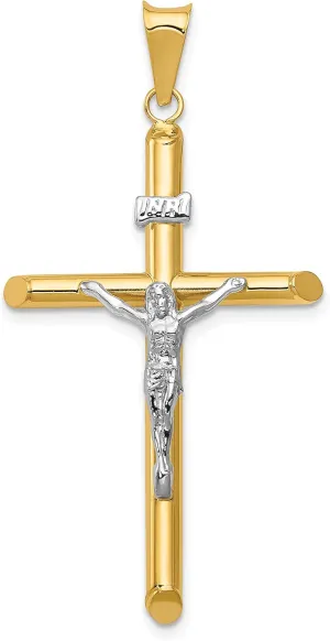 14k Two-Tone Polished Jesus Crucifix Pendant