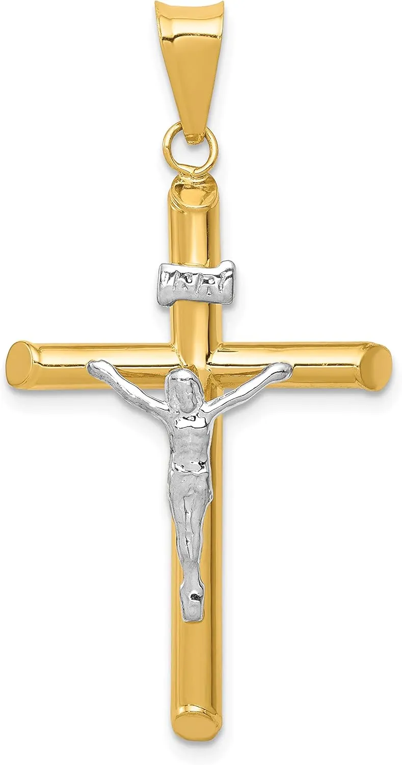 14k Two-Tone Polished Jesus Crucifix Pendant