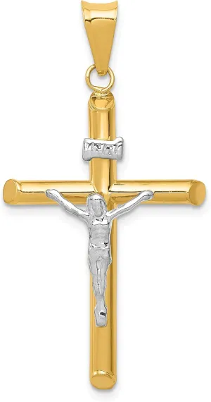 14k Two-Tone Polished Jesus Crucifix Pendant