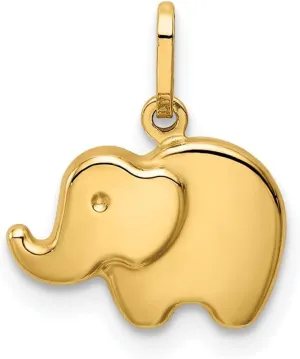 14K Yellow Gold Polished Elephant Charm Pendant