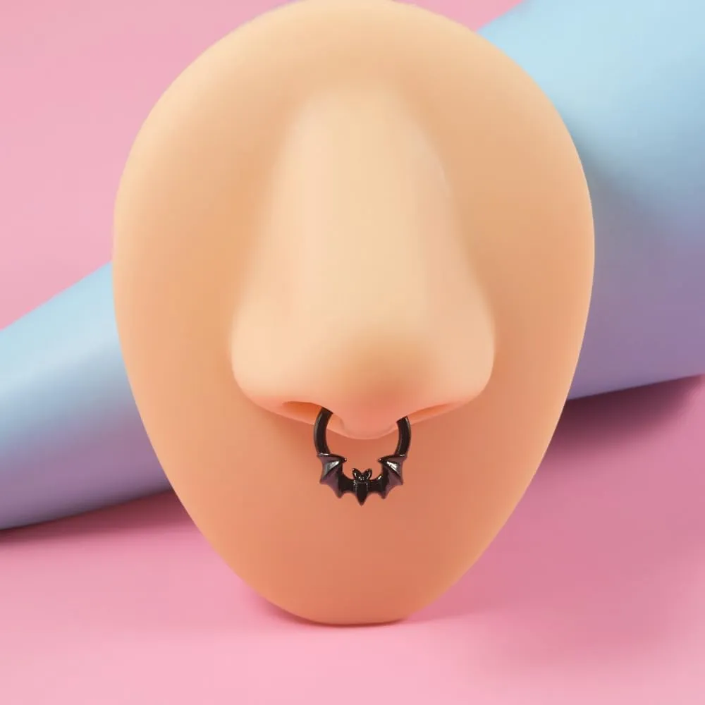16G Bat Septum Rings Cartilage Hoop Earrings for Women Men 8mm Stainless Steel Hoop Nose Rings Helix Conch Tragus Earrings Bat Body Piercing Jewelry