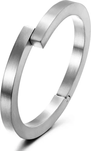 18K Bar Screw Bracelets Cuff Bangle for Men Chunky for Women Closely Clasp Wristband for Men Gold Touch of Luxury Polished Couples Friendship (Overlap for women Silver)