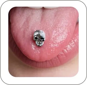 1Pcs Trendy particular tongue Studs For Women Men Stainless Steel Tongue Lip studs Gothic Piercing Jewelry Straight Barbells Internally Thread Tongue Stud