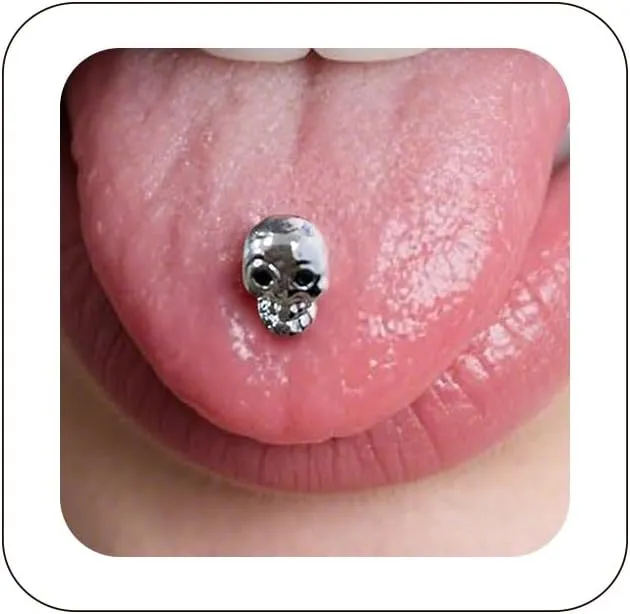 1Pcs Trendy particular tongue Studs For Women Men Stainless Steel Tongue Lip studs Gothic Piercing Jewelry Straight Barbells Internally Thread Tongue Stud