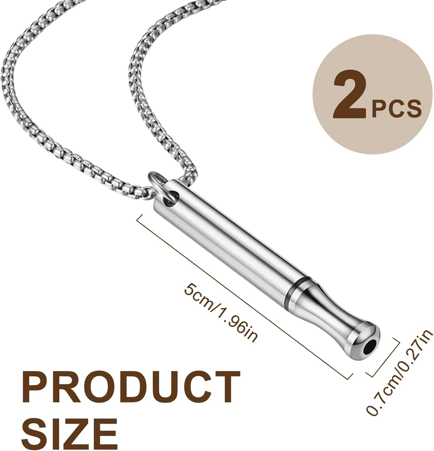 2 PCS Breathing Necklace, Stainless Steel Anxiety Breathing Necklace, Mindful Necklaces for Anxiety Stress Relief, Meditation Stylish Pendant Gift for Women Men