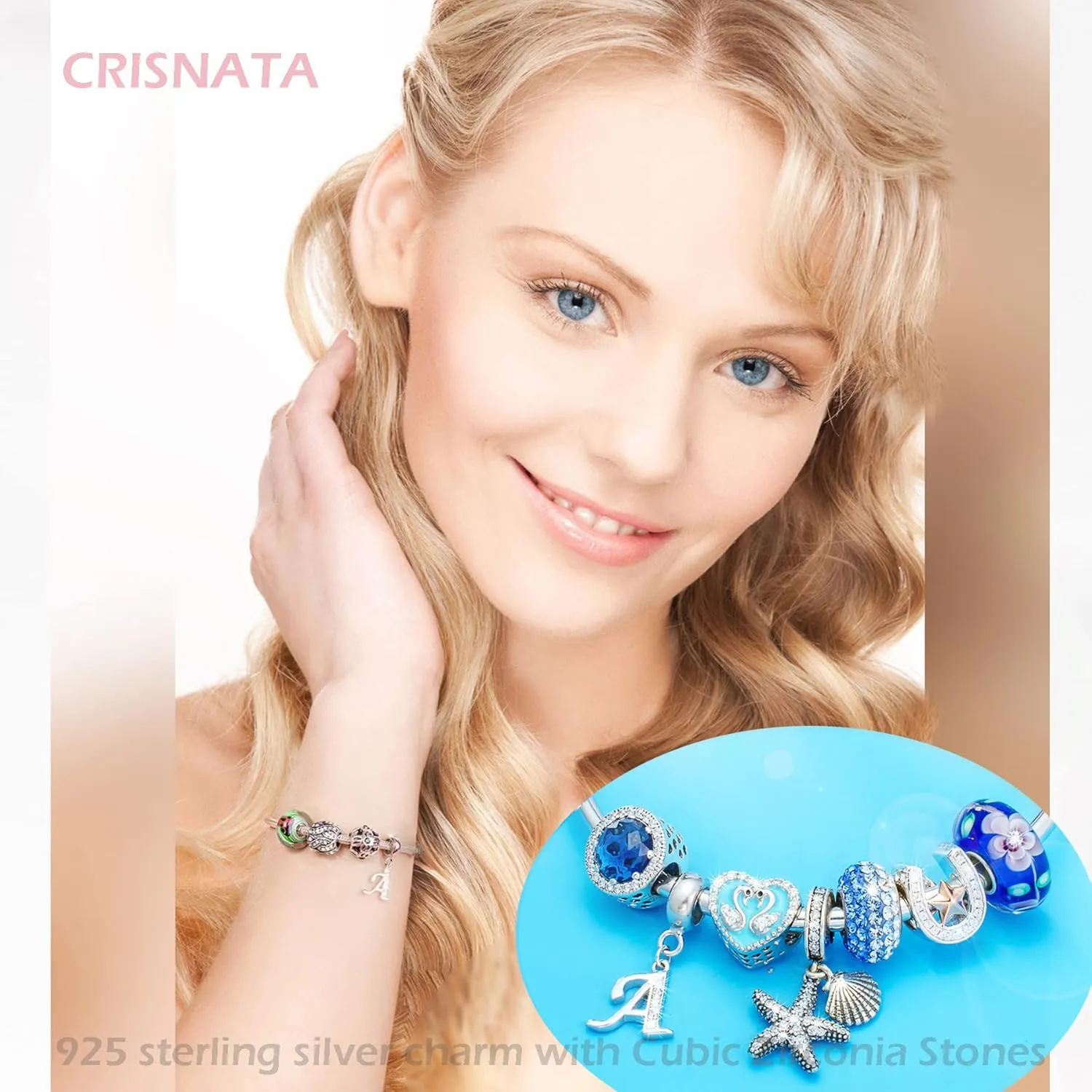 26 Letter Pendant Charms, Polished 925 Sterling Silver Complete Initial A-Z Dangling CZ Stone Alphabet Beads, fits European Bracelet Necklace, Gift for Mother/Father/Daughter/Son/Sister/Aunt