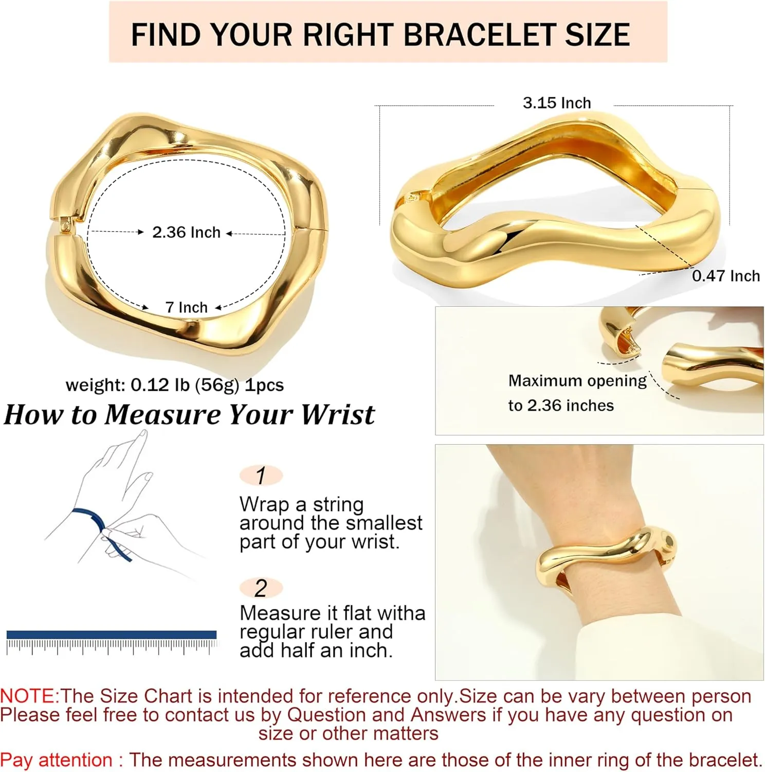 2Pcs Bangle Bracelets for Women Gold Arm Cuff 14k Gold Plated Chunky Gold Bangle Set Hinged Cuff Bracelets Trendy Arm Cuff Jewelry for Women