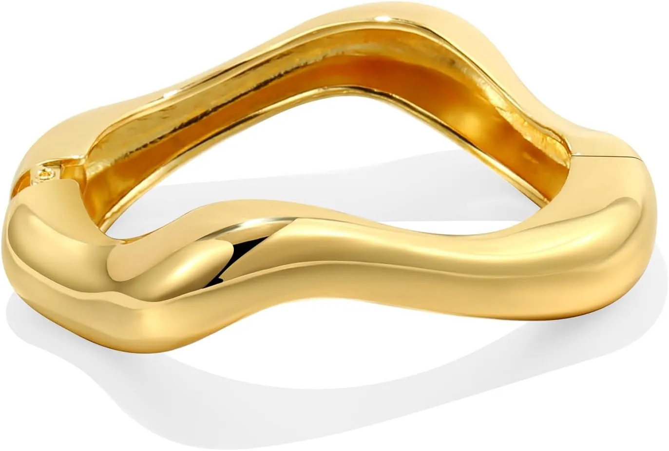 2Pcs Bangle Bracelets for Women Gold Arm Cuff 14k Gold Plated Chunky Gold Bangle Set Hinged Cuff Bracelets Trendy Arm Cuff Jewelry for Women