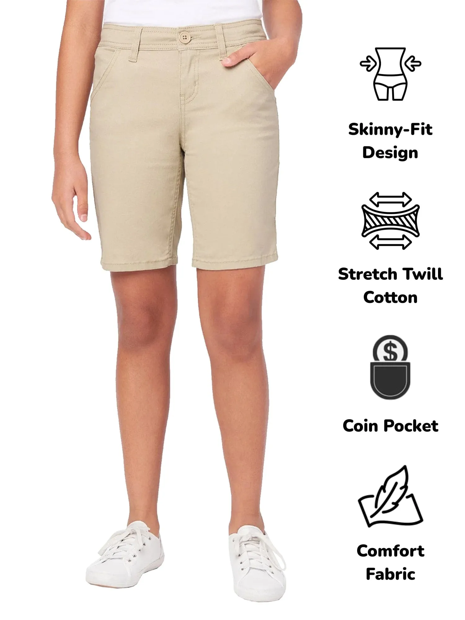 3-Pack Juniors School Uniform Super Stretch Bermuda Shorts