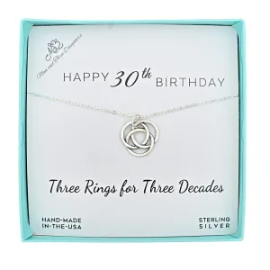 30th Birthday Sterling Silver Necklace, Handmade Necklaces on 18-Inch .925 Sterling Silver Chain for Women, Stylish Silver Jewelry, 30 Year Old Birthday Gifts for Women