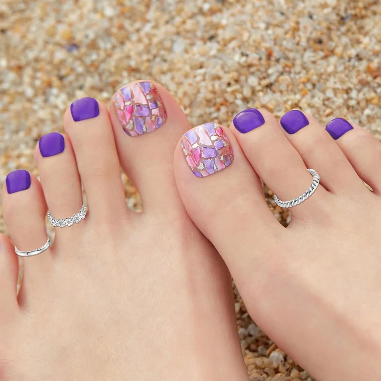 3pcs 14K Gold/Silver Plated Toe Rings for Women Adjustable Trendy Band Cubic Zirconia Rings Summer Beach Open Toe Rings Foot Jewelry