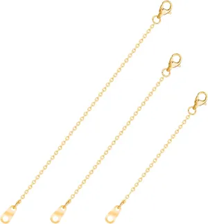 3PCS Gold Necklace Extender Gold Chain Extenders for Necklaces Delicate Necklace Extender Chain Set Gold Chain Extender with Double Sided Claps Necklace Bracelet Anklet Extension for Women(2 3 4 Inch)