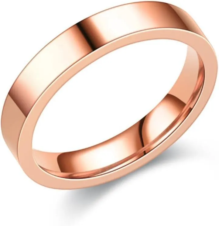 4mm titanium steel silver couple ring simple rose ring unisex men