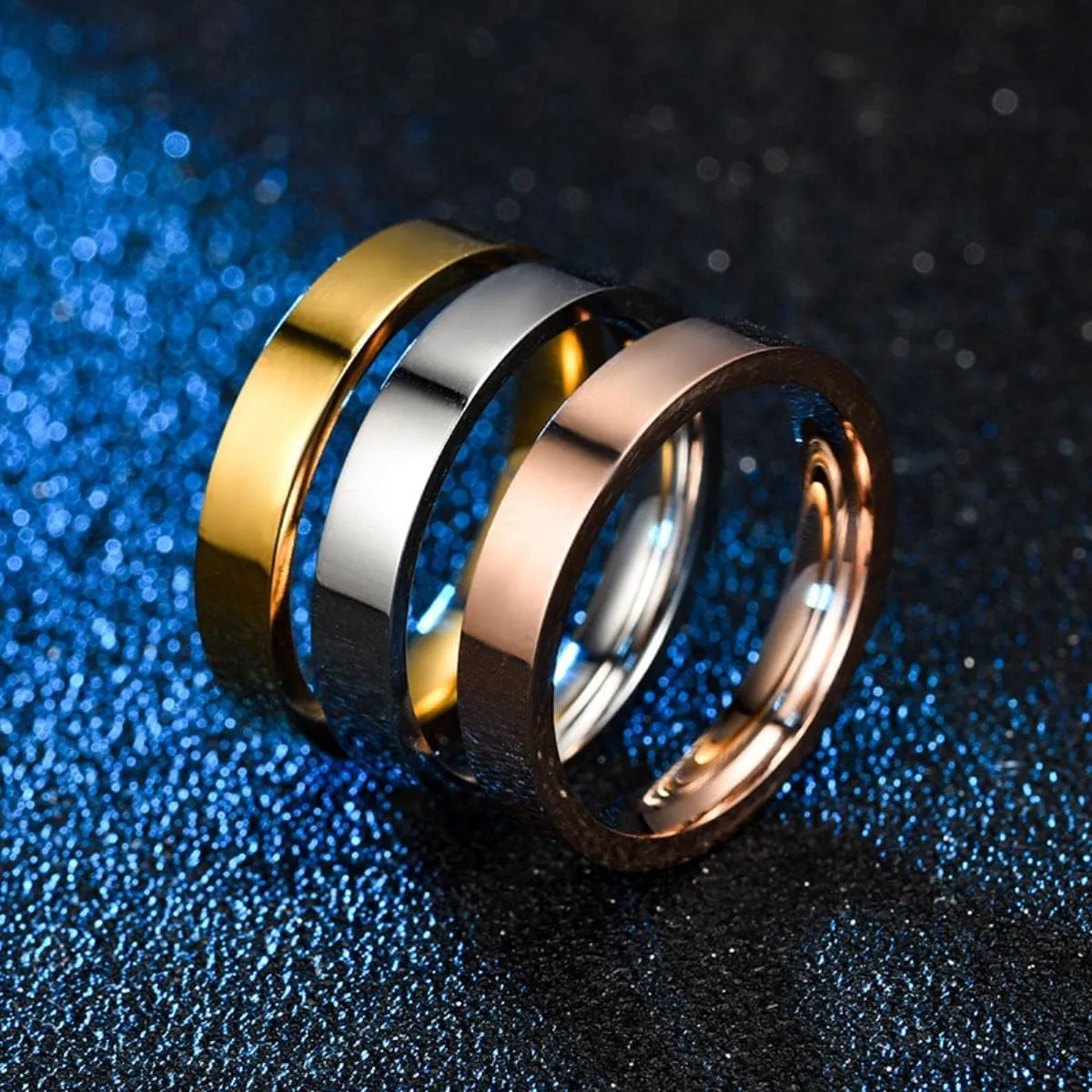 4mm titanium steel silver couple ring simple rose ring unisex men