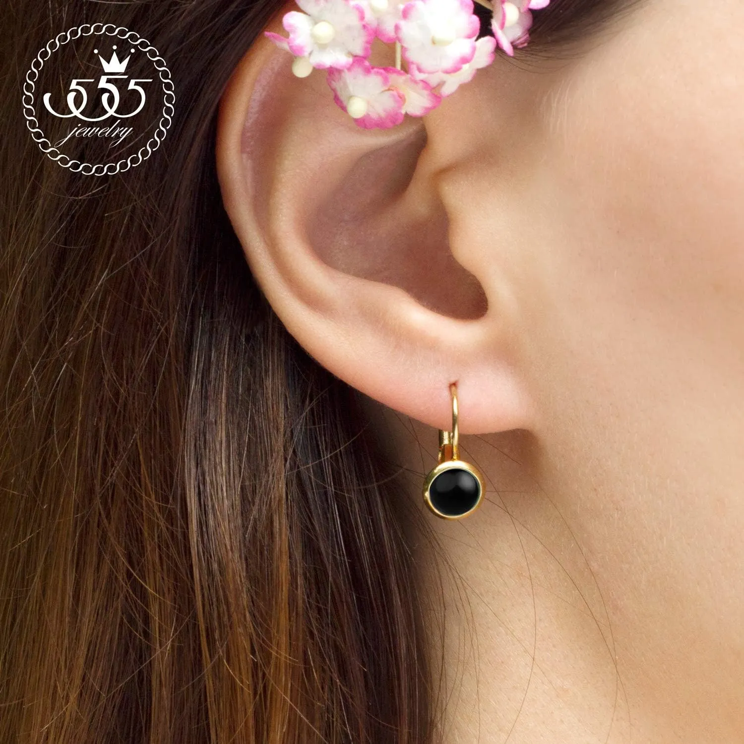 555Jewelry Womens Stainless Steel Stone Cut Classic Leverback Findings Earring, Marble Stone Earrings