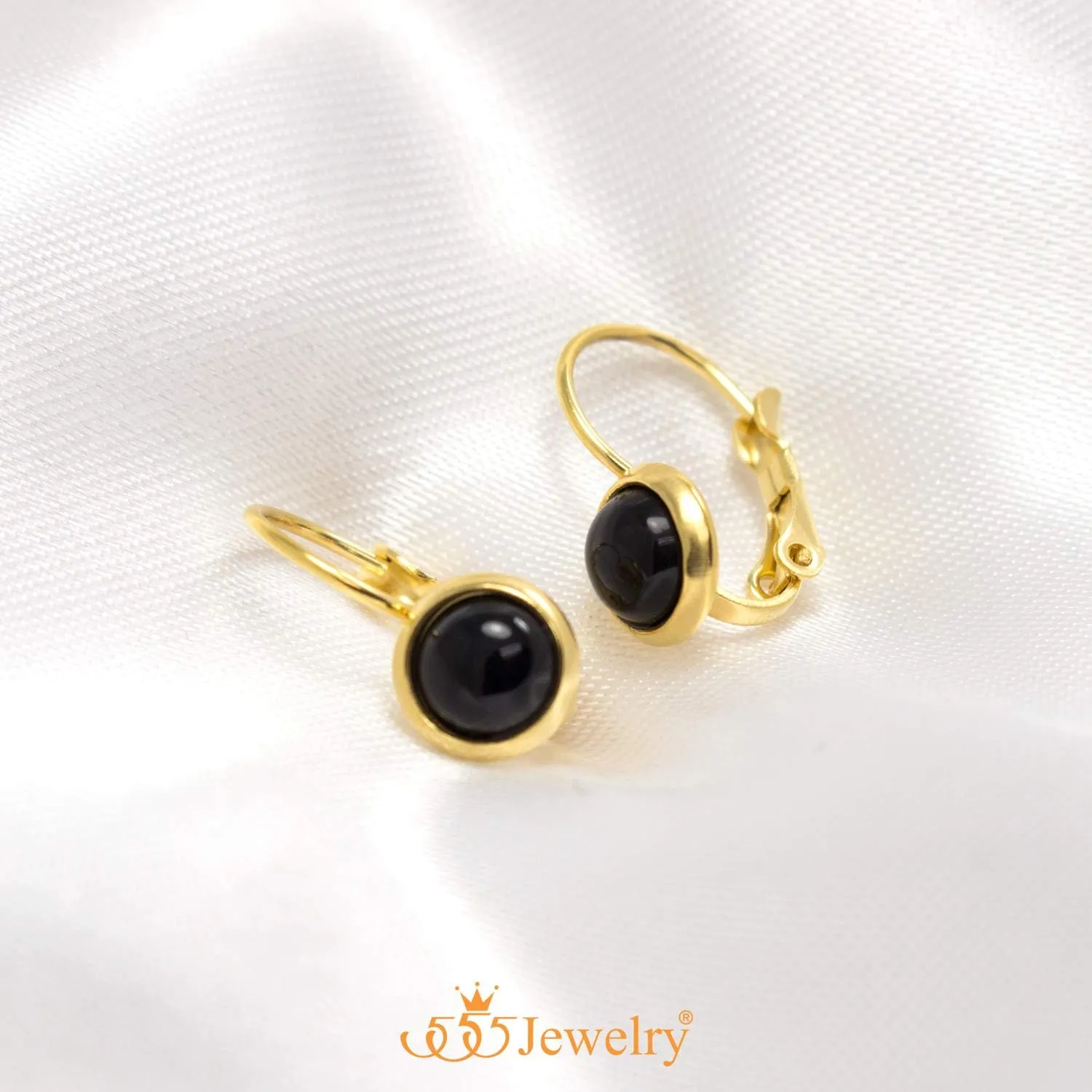 555Jewelry Womens Stainless Steel Stone Cut Classic Leverback Findings Earring, Marble Stone Earrings