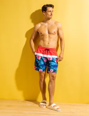 7 TROPICAL COLORBLOCK SWIM TRUNKS