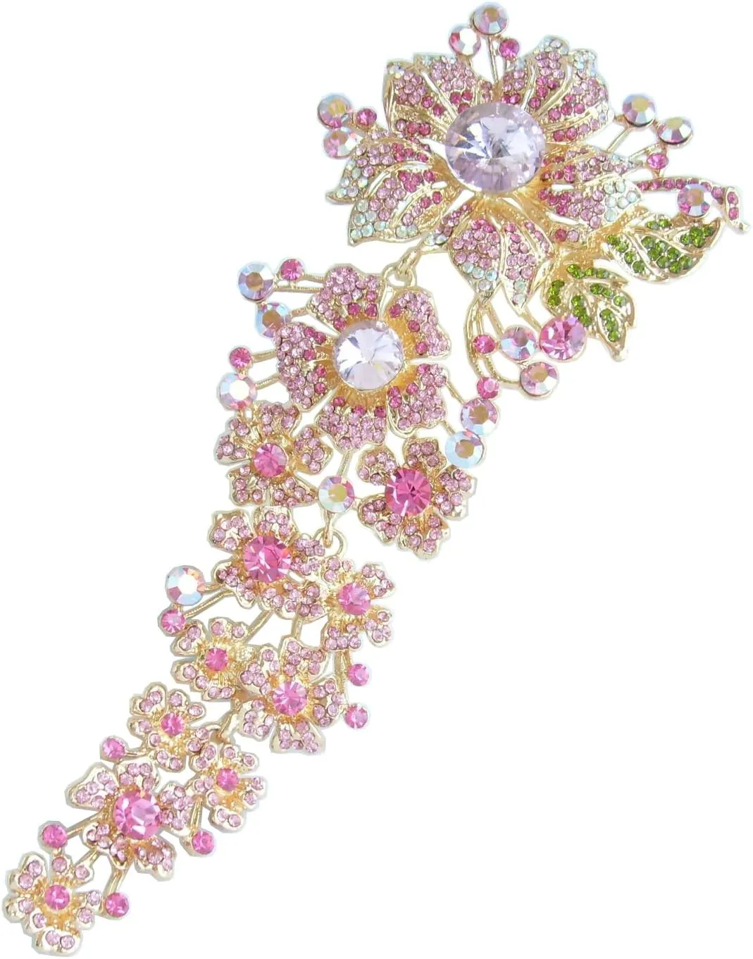 7.28" Stylish Long Orchid Flower Brooch Pin Austrian Crystal BZ4704