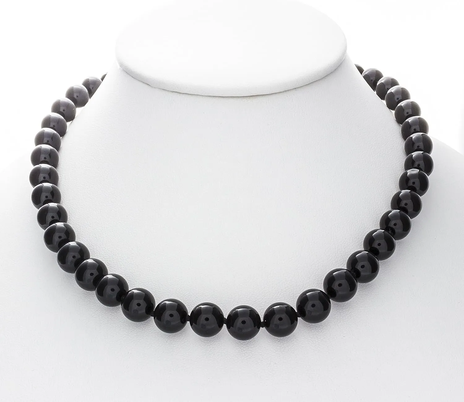 8mm Polished Black Onyx Necklace | .925 Sterling Silver
