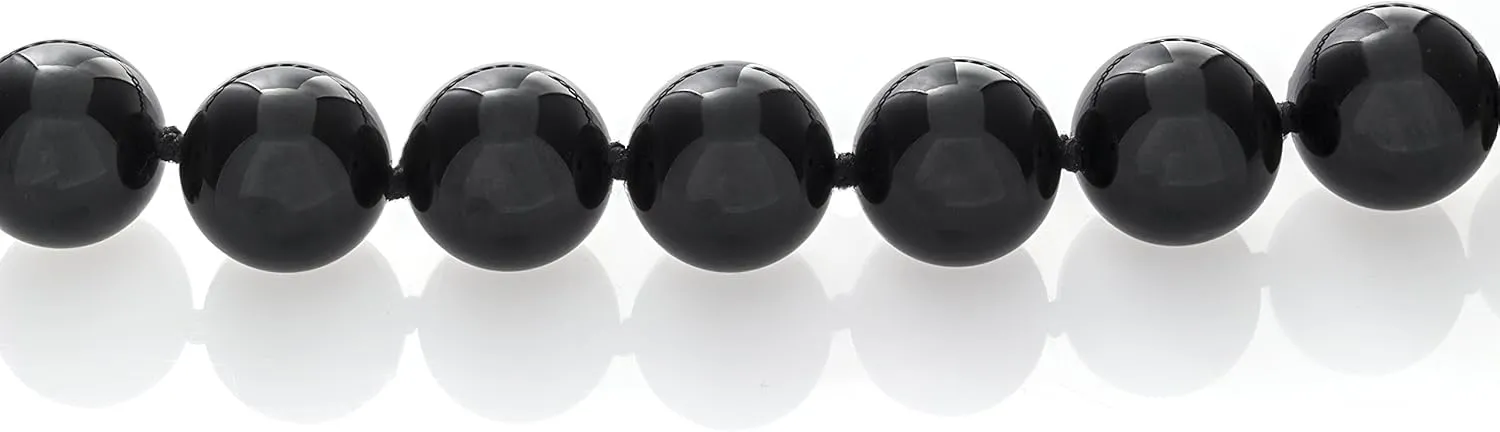 8mm Polished Black Onyx Necklace | .925 Sterling Silver