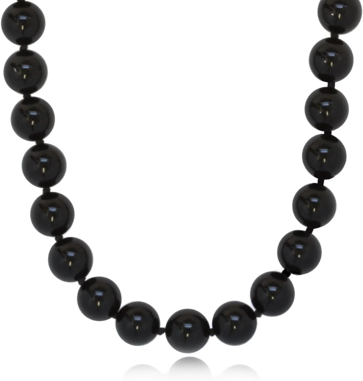 8mm Polished Black Onyx Necklace | .925 Sterling Silver